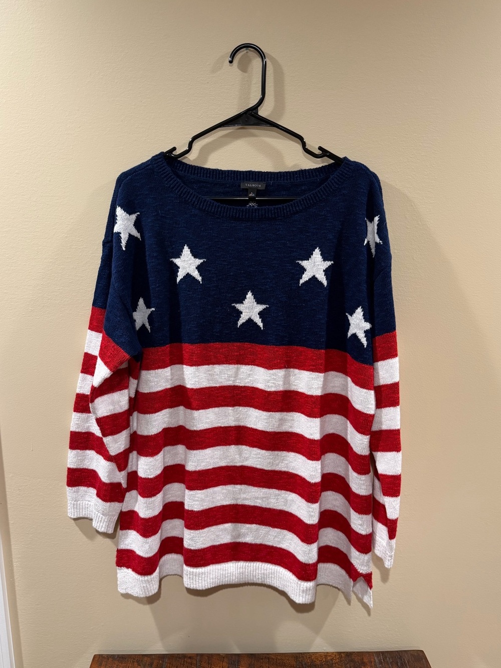 Talbots Red, White, Blue Crewneck Sweater, Large